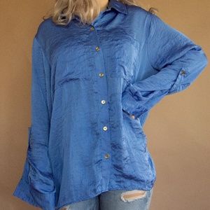 Y2K Veri Peri Michael Kors Puckered Satin Buttondown